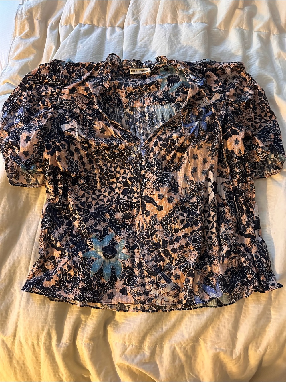 Ulla Johnson Floral Print Short-Sleeve Blouse